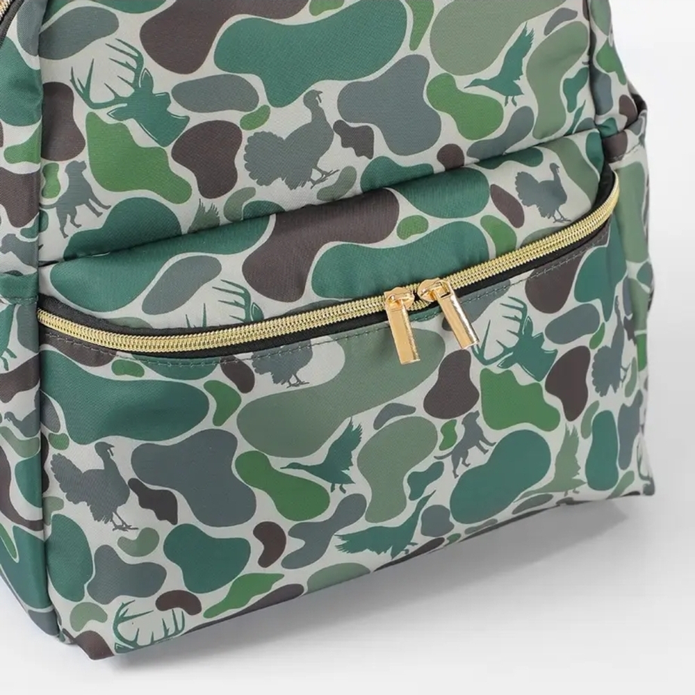 Trendy Camouflage Backpack with Gold Accents Turkey Duck Deer Labradore - Picture 7 of 9